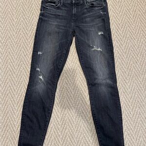 MOTHER Faded Black Skinny Jeans